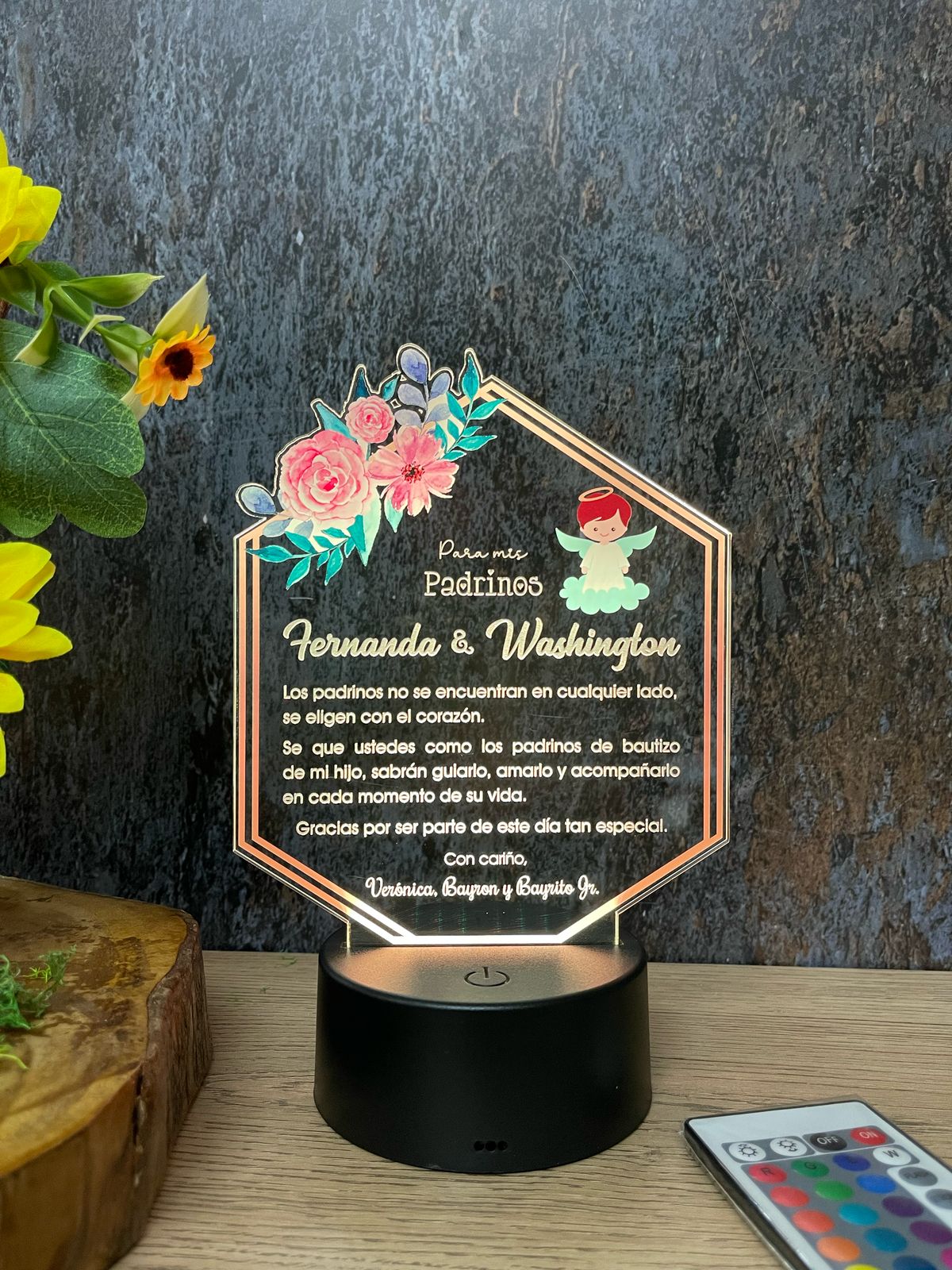 Base Led Parlante Negra | Bautizo