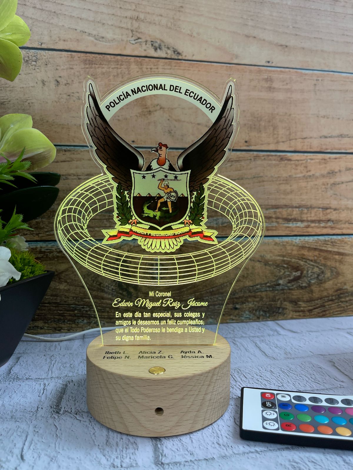 Base Led Madera | Cumpleaños