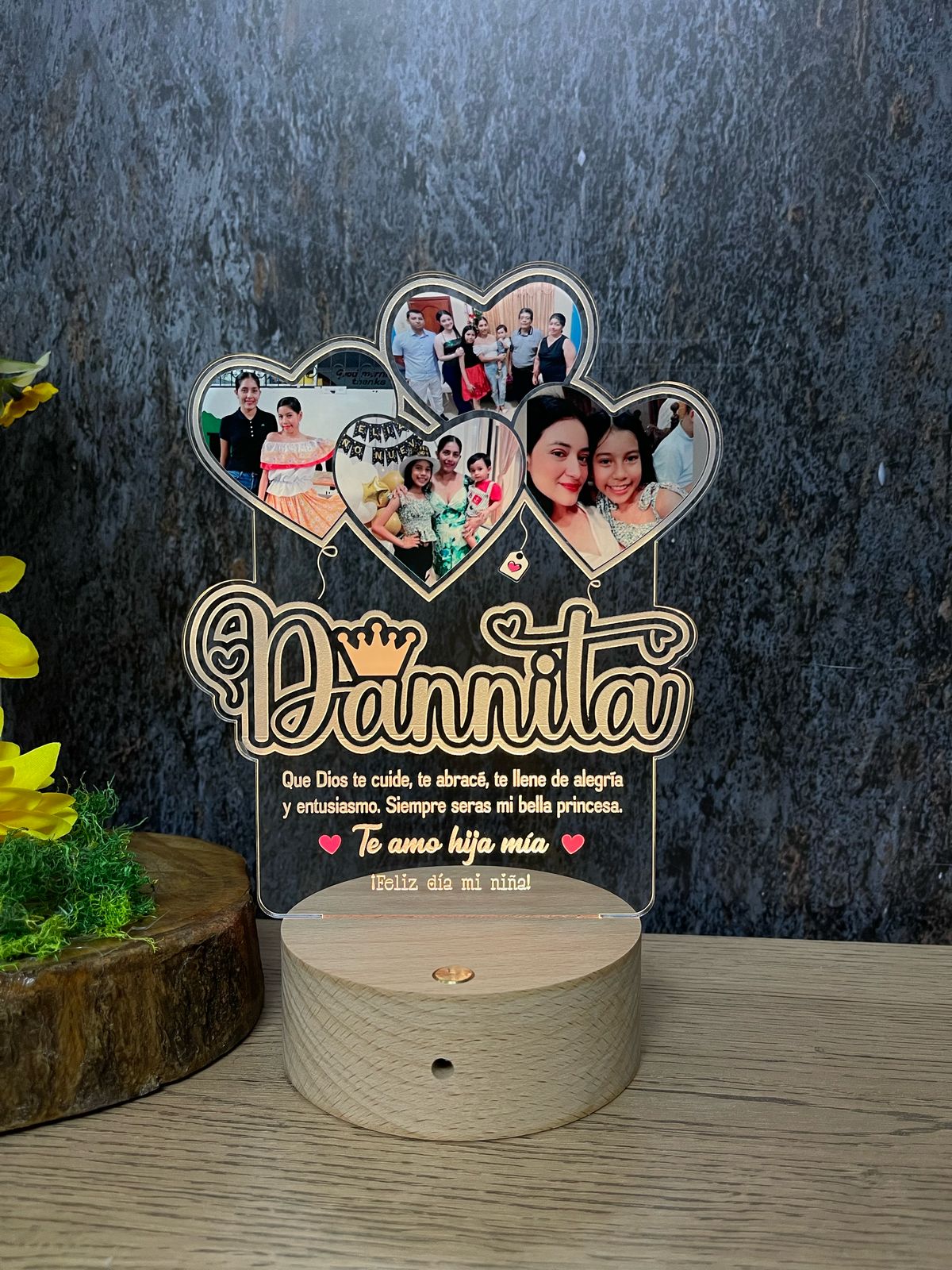 Base Led Madera | Cumpleaños