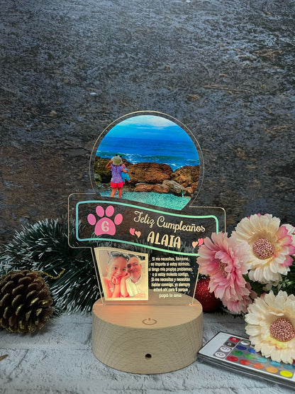 Base Led Madera | Cumpleaños