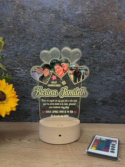 Base Led Madera | Cumpleaños
