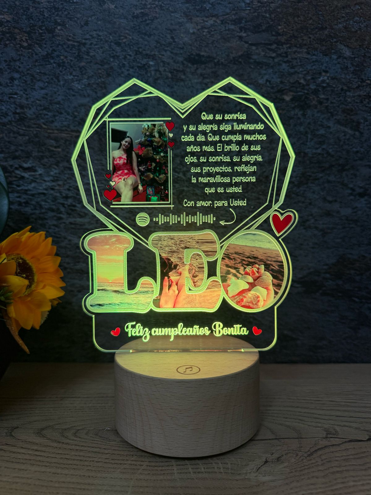 Base Led Parlante | Cumpleaños