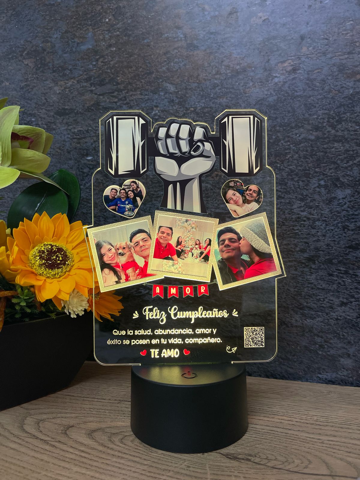 Base Led Parlante Negra | Cumpleaños