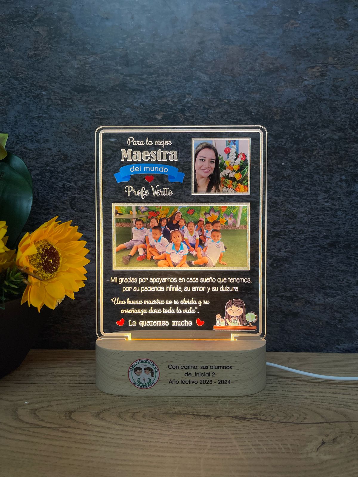 Base Rectangular Madera | Día del Maestro