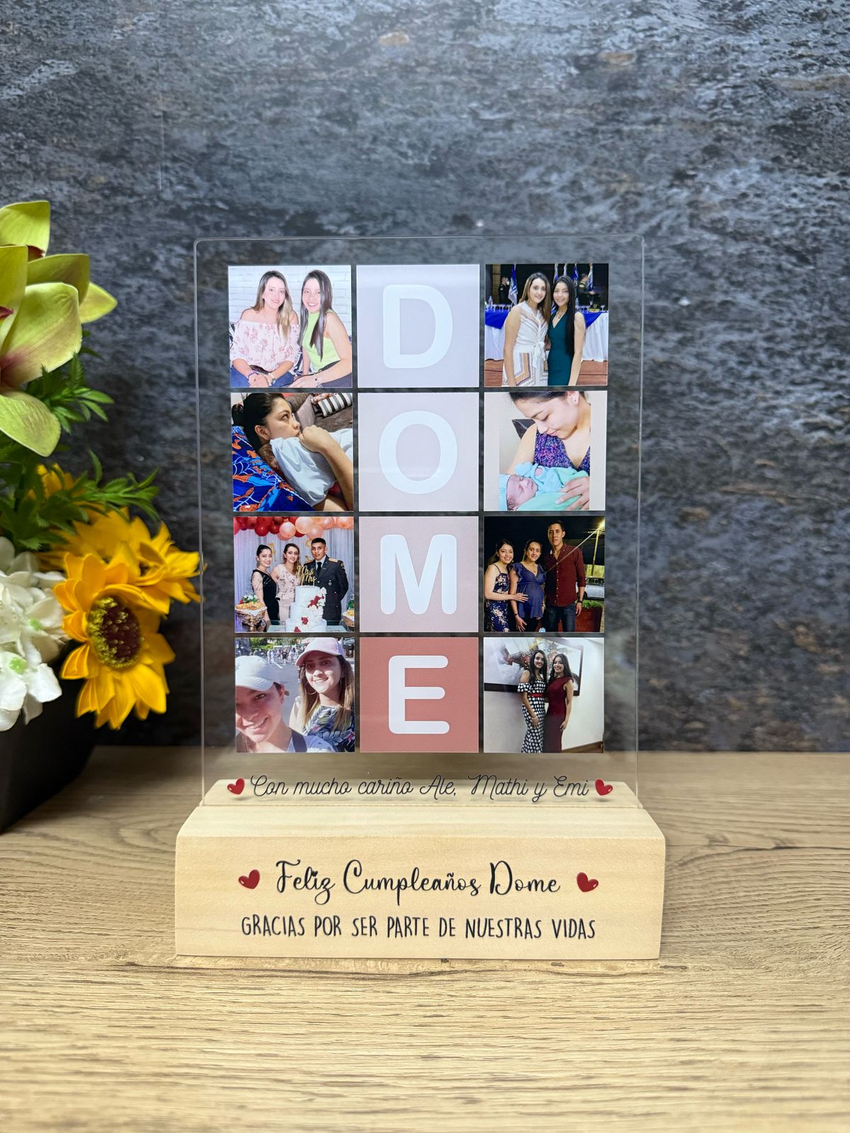 Placa Acrílica Base Madera | Cumpleaños